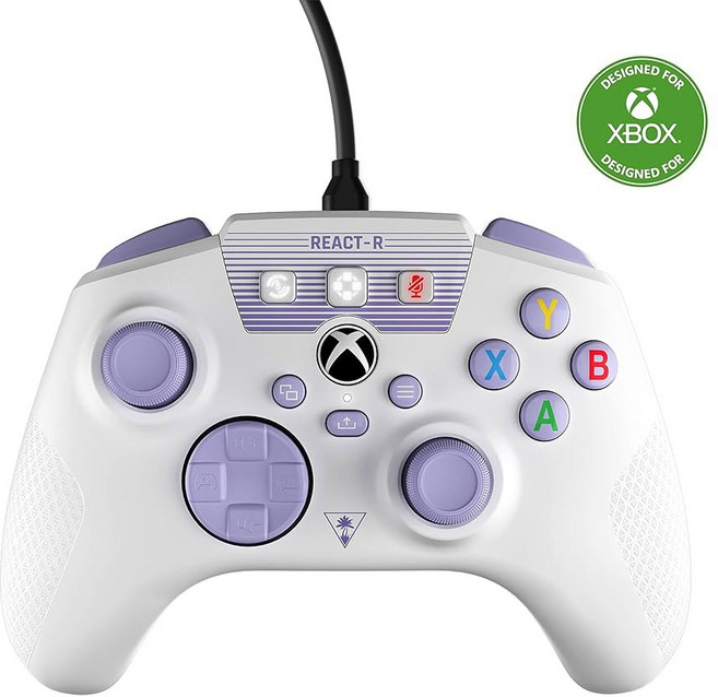 Turtle Beach Recon 컨트롤러 유선 게임 Xbox 시리즈 X S One Windows 공식 라이선스 오디오 향상 리매핑 가능한 버튼 초인적 청각 – Black, REACT-R, White/Purple, 1개