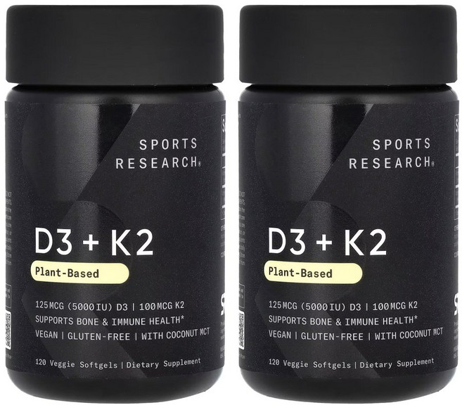 Sports Research 스포츠리서치 D3 K2 120ct 미국 효능, 2개, 120정