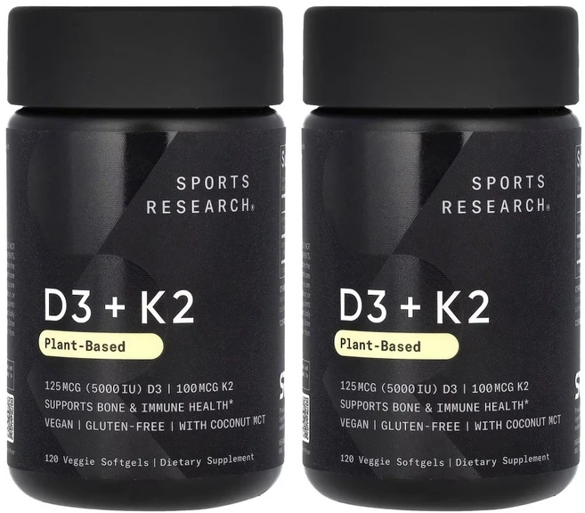 Sports Research 스포츠리서치 D3 K2 120ct 미국 효능, 2개, 120정 - 쿠팡