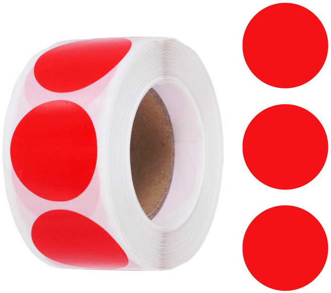 11종 원형 스티커, 01. 레드 25mm (S505), 1개