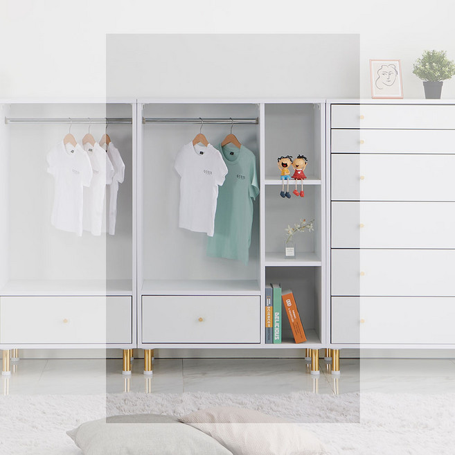 우드팜 비바 아기옷장 아이방 키즈 유아 어린이 옷 서랍 수납 베이비장 세트, 화이트, 3. 비바 베이비수납장