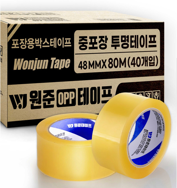원준테이프 opp 투명 박스테이프 더블중포장 80M 67mic, 40개