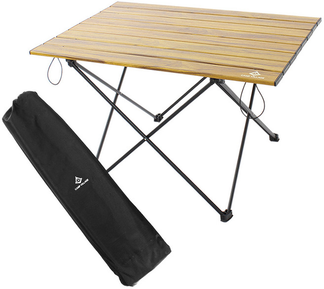 캠핑 초경량 알루미늄 접이식 롤테이블, 우드