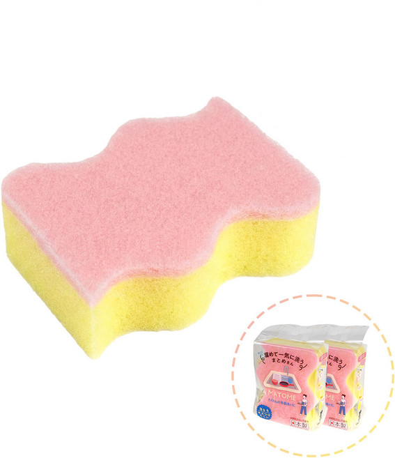 일본 고급 양면 스펀지 수세미 핑크, 1세트