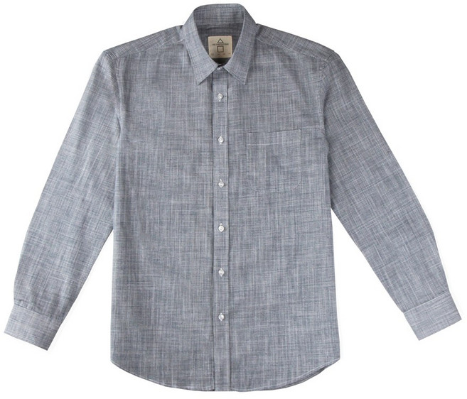 더셔츠스튜디오 네이비 스몰체크 소프트카라 남방