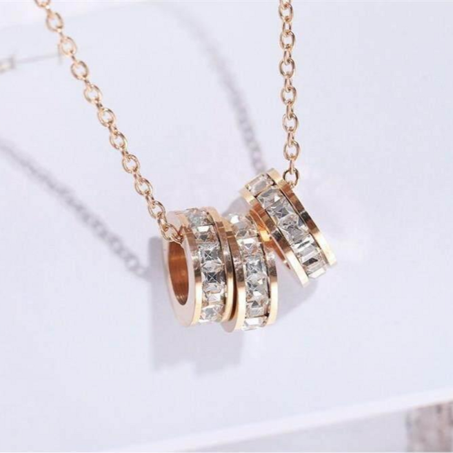 금원 여성 써지컬스틸 큐빅원통링 목걸이