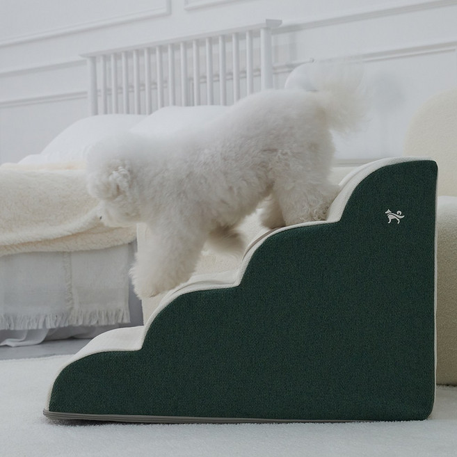 슈퍼펫 강아지계단 논슬립 미끄럼방지 4단 커브 스텝, 그린