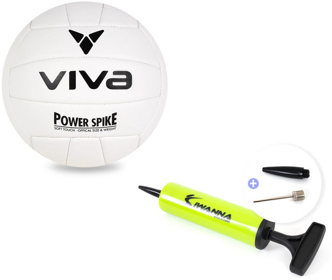 비바 터치 배구공 VA-VL3500, 화이트+아이워너 펌프