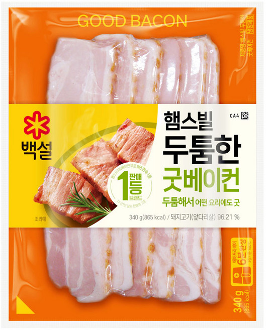 CJ 백설 햄스빌 두툼한 굿베이컨, 340g, 1개