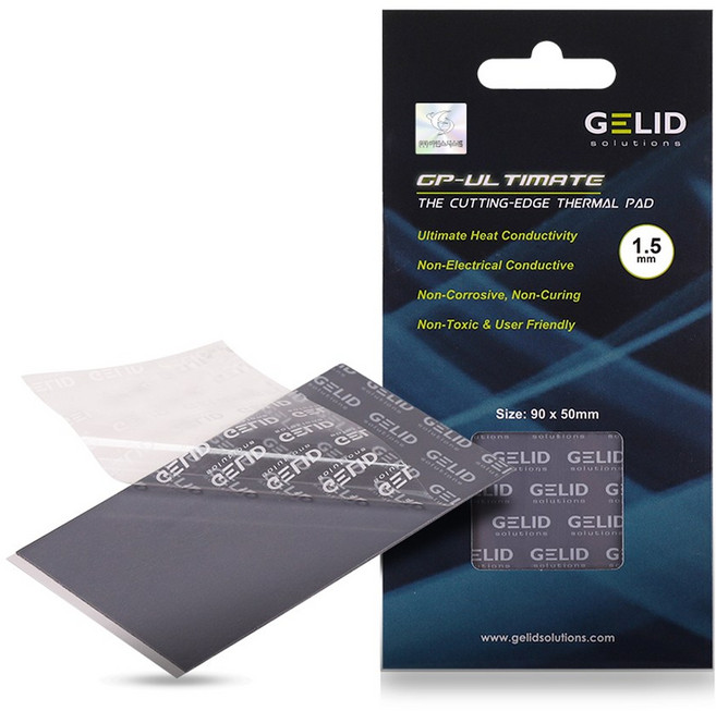 GELID Ultimate 서멀패드 열전도율 15W/mk 방열패드 90 x 50 두께 1.5mm 겔리드 정품, 1개