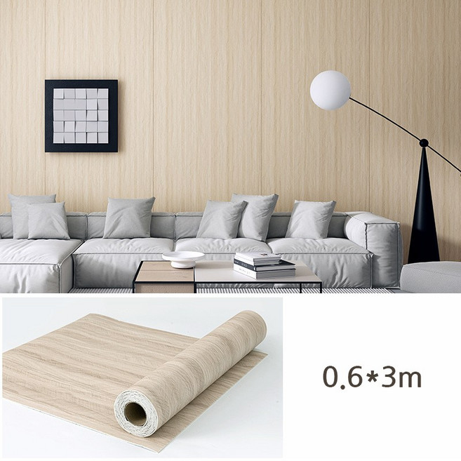 Fowod 벽면 데코타일 접착식 나무결 디자인 보온 두꺼움 2mm PVC 방오 방유 내마모, 베이지색