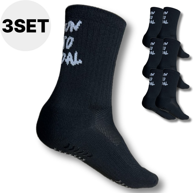 RUNTOGOAL 러닝 양말 논슬립 축구 스포츠 쿠션, 3개입, 블랙
