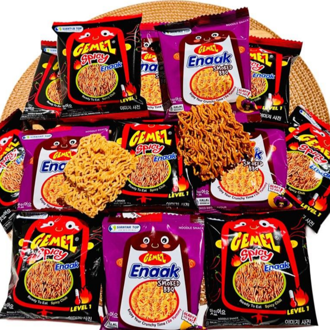 라면 과자 스낵 매운맛 스파이시 14g12p + 스모크바베큐 14g12p 라면 과자, 1박스, 336g