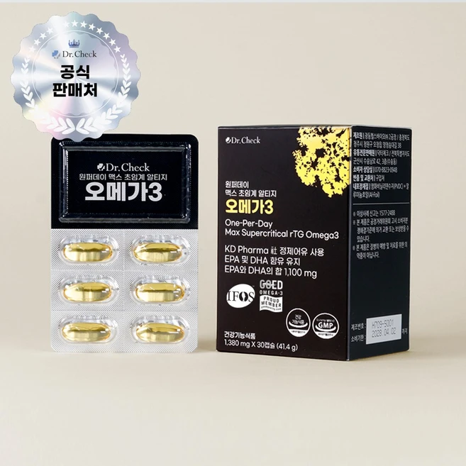 원퍼데이 맥스 초임계 알티지 오메가3 l 닥터체크 오메가3, 30정, 1개 - 쿠팡