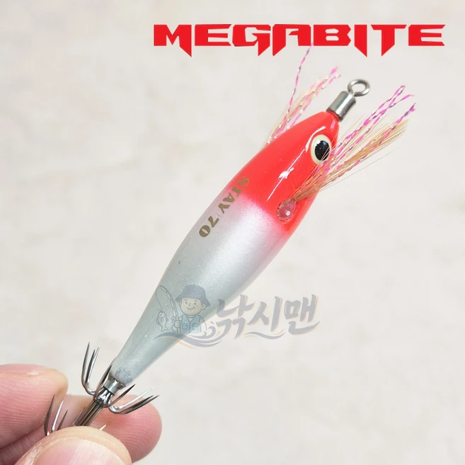 메가탄 스테이 70 미니 쭈꾸미 갑오징어 문어 야광 홀로그램 에기, ST01 (레드화이트), 1개, 5.2g - 쿠팡