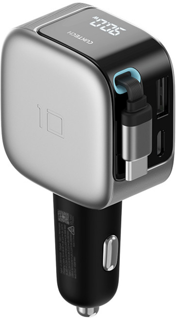 쿡테크 100W 3포트 차량용 고속 충전기 (C타입 케이블 일체형), 그레이, CC903P