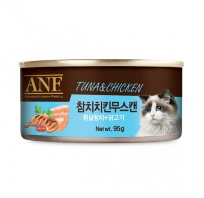 ANF 고양이 간식캔 생선, 흰살참치 + 닭고기, 95g, 24개