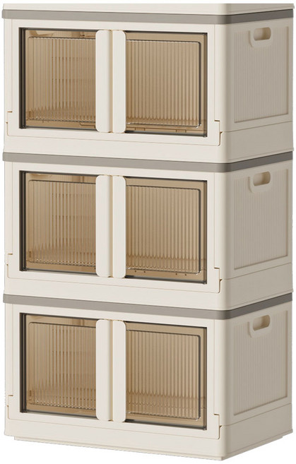 수납하마 대용량 접이식 폴딩박스 멀티수납장 양면오픈, 화이트, 3개