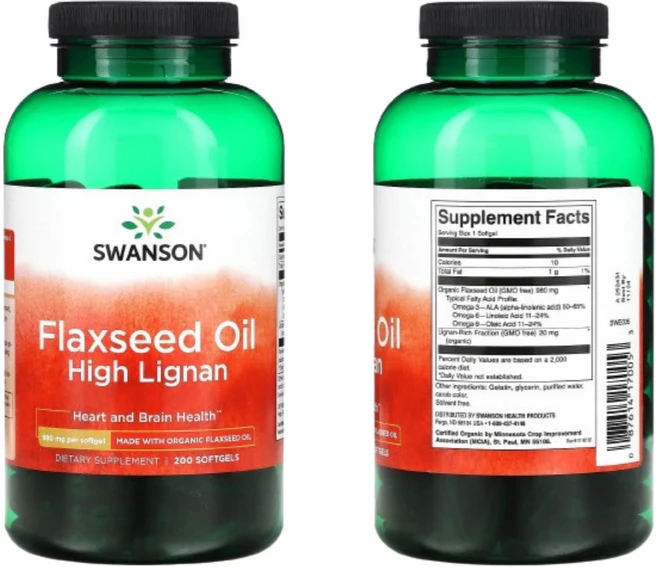 스완슨 flaxseed oil 아마씨유 하이 리그난 980mg 소프트젤 200정, 1개, 196g - 쿠팡