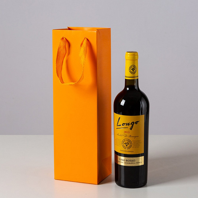 링비츠 와인 선물 포장 쇼핑백 캐리어 손잡이 WP14, 10개, 오렌지