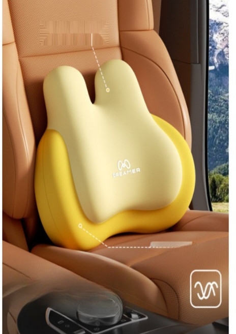 자동차 허리쿠션 메모리폼 목쿠션 차량용 시트 헤드레스트 지지대 통기성 부드러운 운전석 쿠션, 1개, L_그레이 목+허리