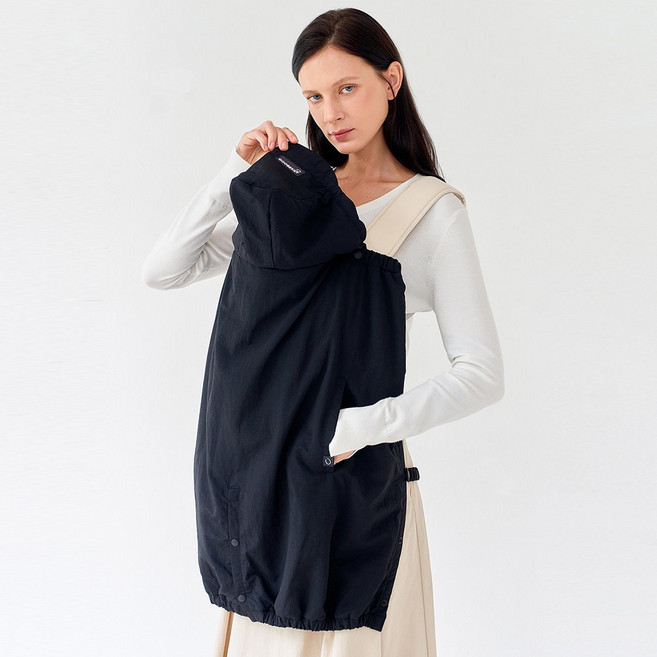 구스켓 아기띠 바람막이 워머, 블랙