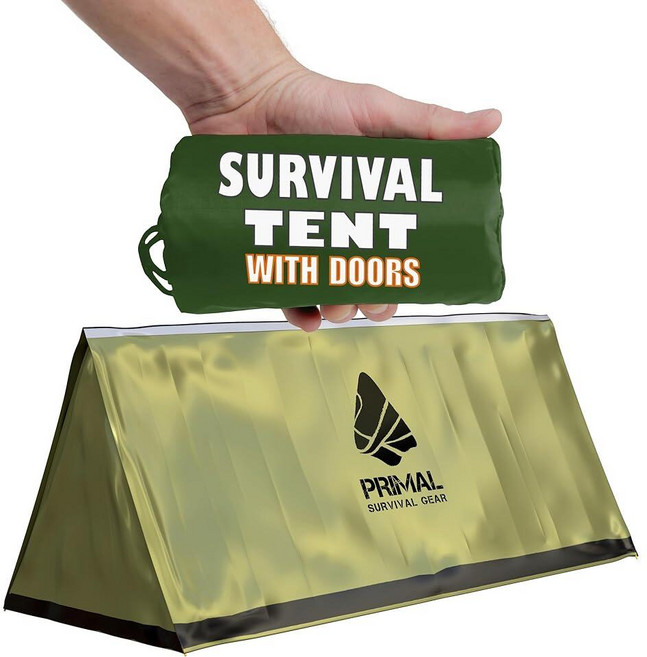Survival Gear 버그 아웃 백용 쉘터 - 문이 있는 스톰 생존 텐트 토네이도 캠핑용 소형 비비 비상 대피소 버그아웃 키트를 위한 전술 107779, 초록색, 1개