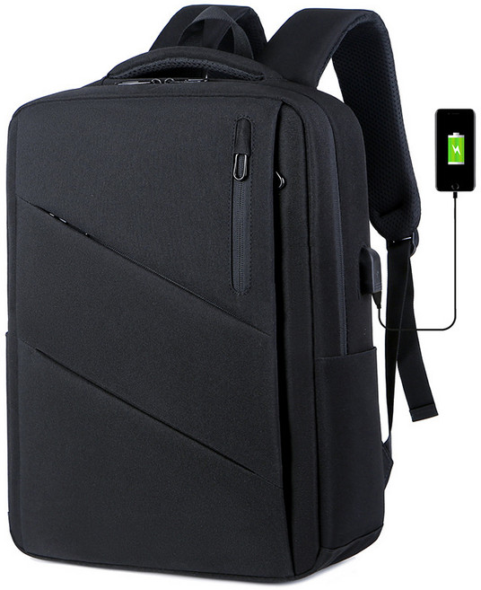 백팩 남성 17인치 노트북 가방 책가방 캐주얼 비즈니스 백팩 남성 백팩, 단일 레이어 블랙