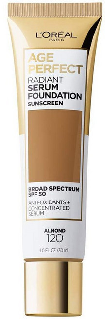 로레알 L'Oreal 파리 에이지 퍼펙트 래디언트 세럼 파운데이션 SPF 50 골든 썬 1oz 227517, 아몬드 120개
