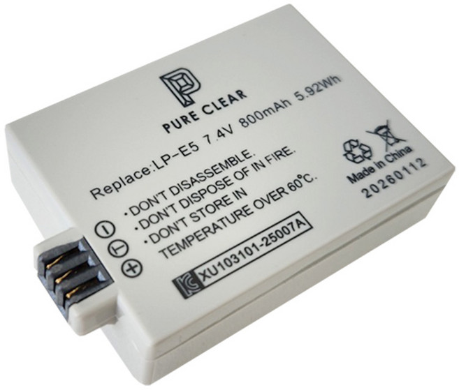 퓨어클리어 캐논 LP-E5 호환배터리 전용충전지 EOS 500D 450D 1000D KISS X2, LP-E5 호환충전지, 1개