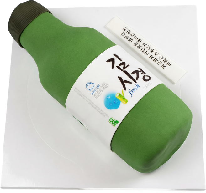 (평일 낮 12시전 주문 오늘출발) 참 소주 레터링케이크 초록뚜껑, 1개, 1.05kg