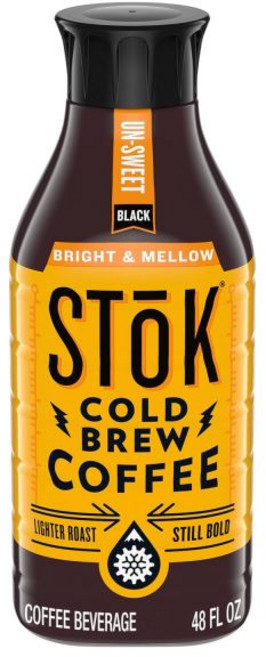 아이스커피 홈카페 콜드브루 커피 스톡 콜드 브루 브라이트 앤 멜로우 라이트 로스트 로우 슬로우 무가당 블랙 48 FL OZ 병, 스톡 콜드 브루 커피 브라이트 앤 멜로우 라이트 로스트, 1개, 1개입