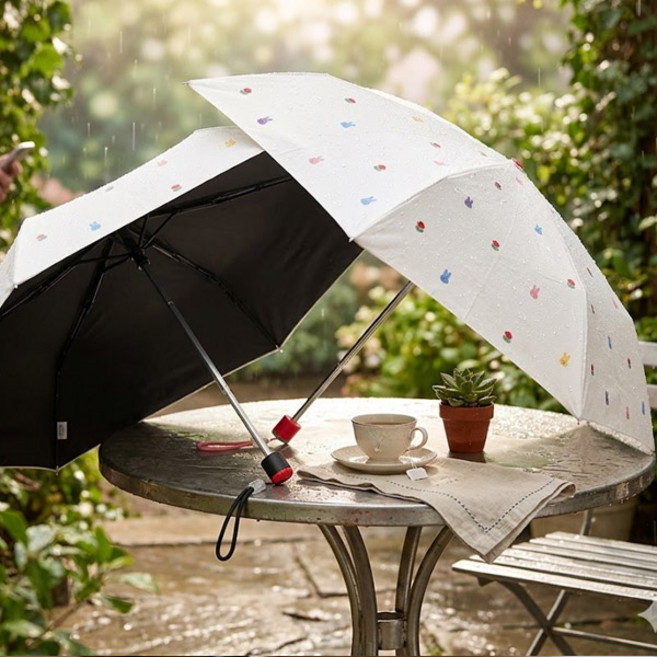 미피 슬림귀여운 캐릭터 자수 미니 플라워 양우산 암막 코팅 가방 아이보리