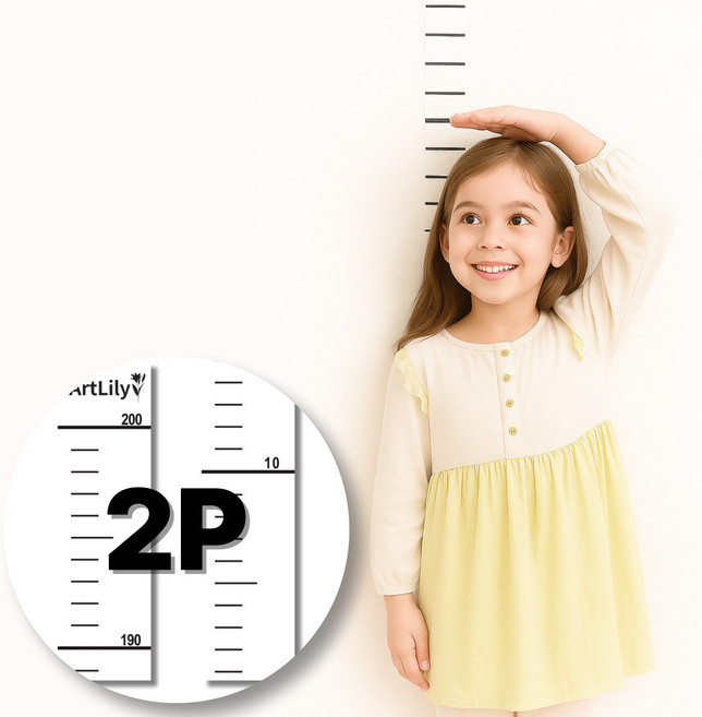 아트릴리 심플 성장차트 키재기 스티커 무타공 접착식 줄자, 투명 (A), 2개