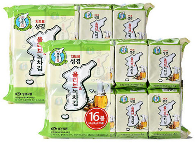 지도표성경올리브유&녹차식탁김, 4g, 32개