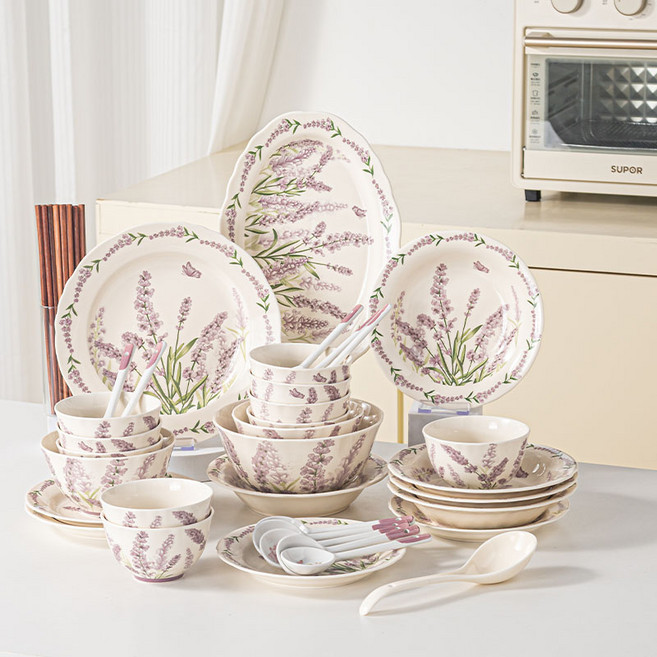 니치유 한식기 도자기 라벤더 식기 6인 세트 22P 선물추천, 1세트, 혼색