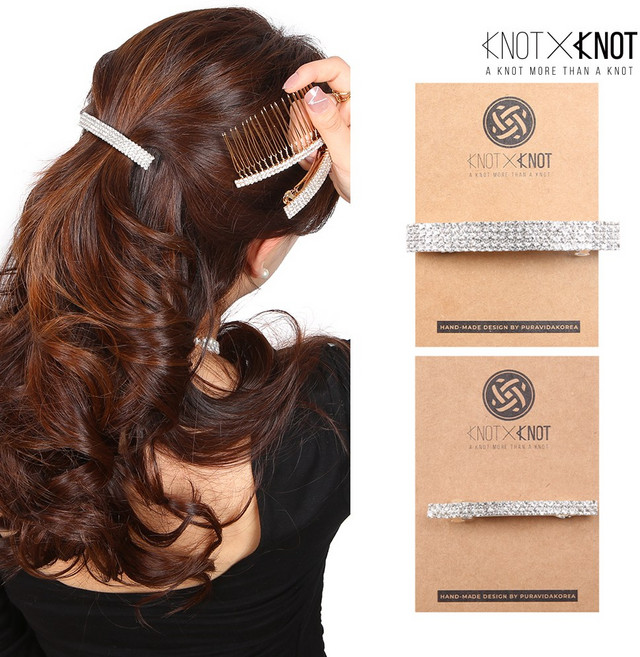 [KNOTXKNOT] 정갈한 2줄-4줄 크리스탈 데일리 자동핀 미디엄