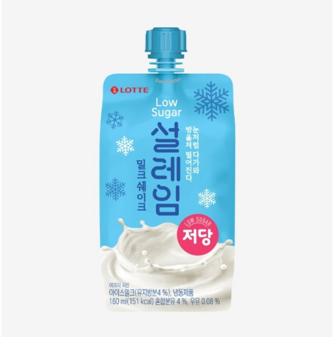 롯데웰푸드 설레임 밀크쉐이크 저당, 4개, 160ml