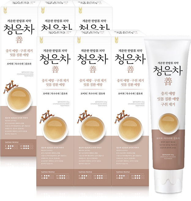 2080 청은차 청쾌한차 치약, 120g, 4개