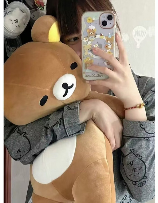 귀여운 리락쿠마 인형 곰인형 코리락쿠마 잠자는 애착인형 수면인형 여친선물 90cm, 35cm