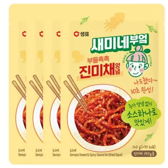 샘표 새미네부엌 부들촉촉 진미채양념 120g 4개, 1세트