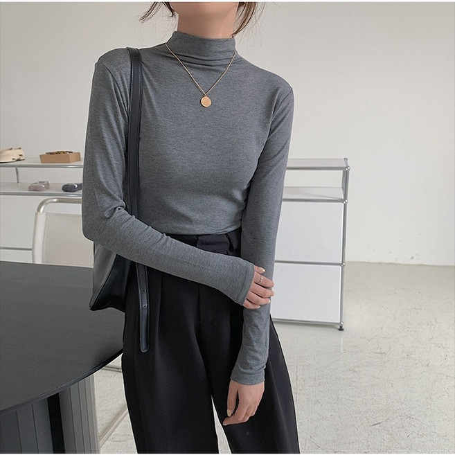 아즈 소프트 텐셜 슬림핏 반목 긴팔 티셔츠 6color 902015