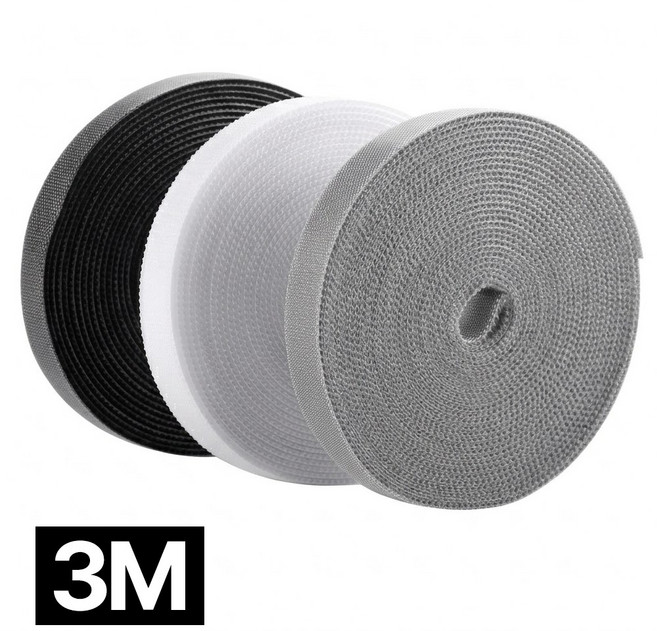 프렌티 케이블 정리 선정리 벨크로 3종, 3개, 블랙+그레이+화이트 3M