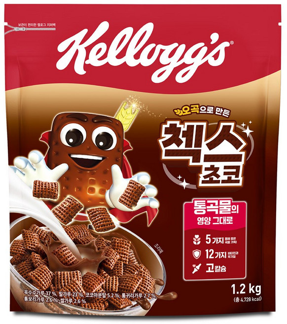 켈로그 시리얼 오곡 첵스초코 1 200g x 1개 + 큐브현미그래놀라 40g x 2개 증정, 1.28kg, 1세트