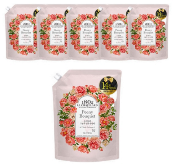 르샤트라 섬유유연제 피오니부케 리필, 1.6L, 8개