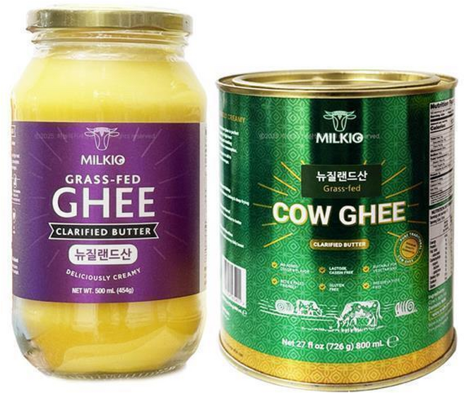 바라던건강 밀키오 목초우 뉴질랜드산 기버터 GHEE버터 병 캔 세트, 1개, 500ml