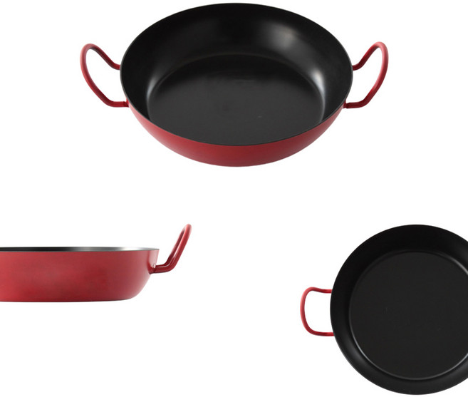 슈퍼 세라믹팬 빠에야팬 업소용 철팬 무쇠 코팅 주물 팬 양수 캠핑 스테이크 레드 후라이팬, 24호, 1개