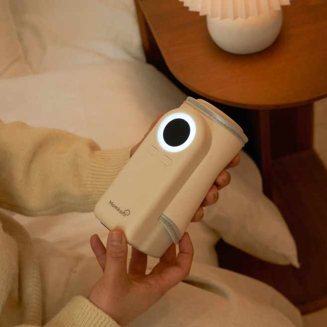 맘코니 휴대용 젖병 보틀 워머 분유 모유 이유식 데우기 중탕기, 1개, 크림베이지