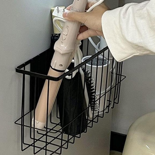 하임하이 자석 부착 철제 수납선반 냉장고옆 틈새정리 보관대, 1개, 블랙