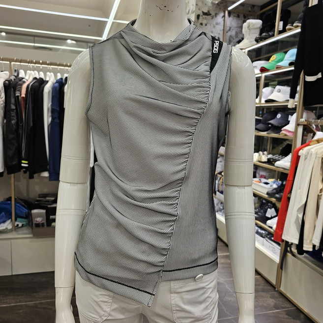 파사디골프 여자 여름 세련된 카룽넥 밑단 언발란스 나시 P24MTL188X